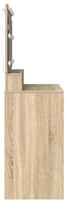 Mesa de Maquilhagem com Luzes LED Carvalho Sonoma 100x41x135 cm