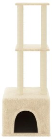 Árvore para gatos c/ postes arranhadores sisal 133,5 cm creme