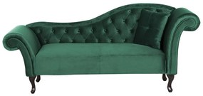 Chaise-longue em veludo verde escuro versão à direita LATTES Beliani