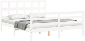 Estrutura de cama King Size com cabeceira madeira maciça branco