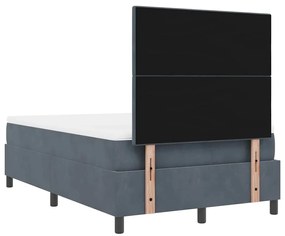 Cama Box com Colchão e LED VidaXL Cinza Escuro 120x190 cm Veludo