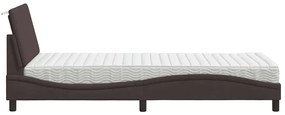 Cama com colchão 90x200 cm tecido castanho-escuro