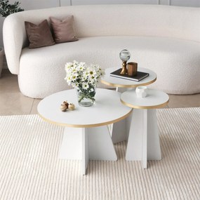 Mesa de Centro Mushroom – Dourado e Branco – 60 cm x 40 cm x 60 cm