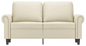 Sofá de 2 lugares 120 cm couro artificial cor creme