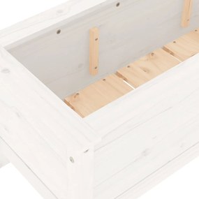 Canteiro elevado de jardim 199,5x40x39 cm pinho maciço branco