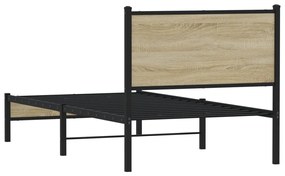 Estrutura de cama sem colchão 90x200 cm metal carvalho sonoma