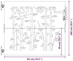 Portão de jardim 85x100 cm aço corten design bambu