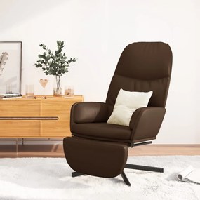 vidaXL Cadeira de descanso com apoio de pés couro artificial castanho