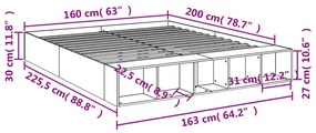 Estrutura de cama 160x200 cm derivados de madeira cinza cimento