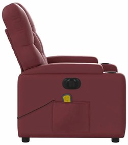 Poltrona massagens reclin. elétrica couro artif. vermelho-tinto