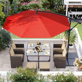 Guarda-sol Ø 300 cm com suporte Proteção UV até UPF 50+ Vermelho