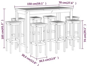 9 pcs conjunto de bar para jardim madeira de acácia maciça