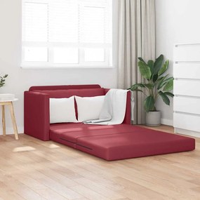vidaXL Sofá Chão Cama 2 em 1 Vinho Vermelho 124x71x78 cm Couro Sintético