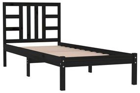 Estrutura de cama 100x200 cm madeira maciça preto