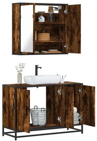 vidaXL 2 pcs conj. móveis casa de banho derivados madeira cor fumado