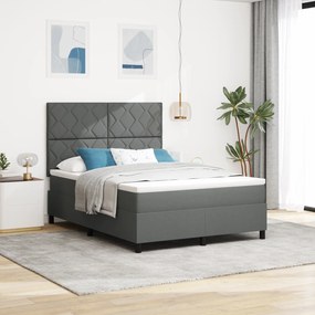 vidaXL Cama com Box com Colchão e LED Cinza Escuro 140x200 cm Tecido