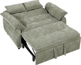 Sofá-cama de 2 Lugares, 137 x 91 x 96 cm, Encosto Regulável em 5 Posições, Verde