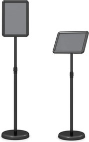 Conjunto de 2 Suportes de Chão para Cartazes A4, 21 x 30 x 81-131 cm, Altura Ajustável, Preto