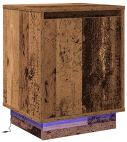Armário de Cabeceira com Luzes LED Madeira Antiga 39x34,5x50 cm