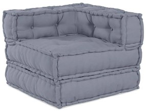 Puffs Modulares - Conjunto de 2 em Tecido Cinza