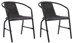 Cadeiras de jardim 2 pcs vime plástico e aço 110 kg