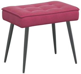 Cadeira de descanso com banco veludo vermelho tinto