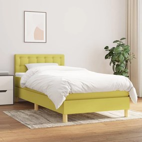 vidaXL Cama com molas/colchão 80x200 cm tecido verde