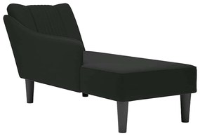 Chaise-longue com apoio de braço direito veludo preto