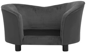 Sofá para cães 69x49x40cm pelúcia/couro artificial cinza-escuro