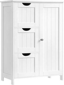 Armário de casa de banho com 3 gavetas, 1 prateleira ajustável, 30 x 60 x 81 cm Branco