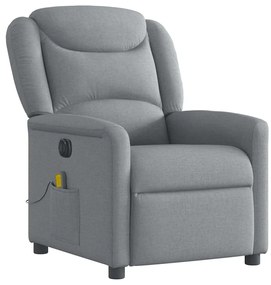 Poltrona de massagens reclinável elétrica tecido cinzento-claro
