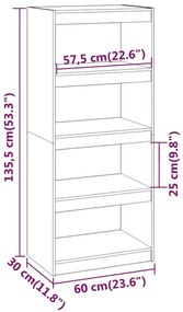 Estante/divisória 60x30x135,5 cm pinho maciço castanho mel