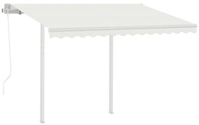Toldo retrátil automático com postes 3,5x2,5 m cor creme