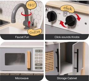 Cozinha de Brincar Infantil de Madeira Estilo 92 x 60 x 30 cm Vintage Cinza