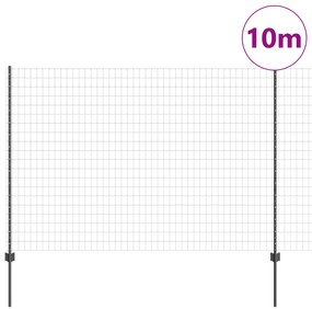 Cerca Euro com 10 Postes Cinza 1,6x10 m Aço