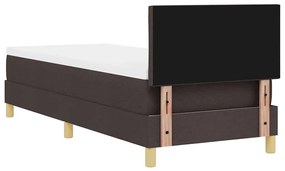 Cama Box Spring com Colchão Castanho Escuro 80x200 cm Tecido