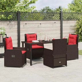 Conjunto de Jantar para Jardim 5 Peças em Rattan Sintético Marrom