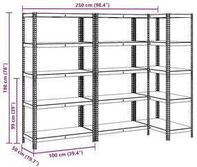 Prateleiras de armazenamento de 5 camadas 3 pcs aço antracite