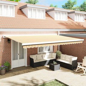 vidaXL Toldo Manual Retrátil Laranja e Branco 500x300 cm