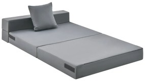 Sofá-cama de 3 seções com colchão dobrável de espuma de alta densidade com travesseiro capa lavável com fecho Cinzento Escuro