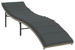 Espreguiçadeiras com almofadões 2 pcs vime PE cinzento-claro