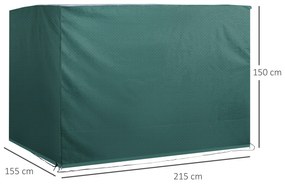 Outsunny Capa Protetora para Baloiço de Jardim de 3 Lugares 215x155x150cm Impermeável com Zíper Cobertura para Móveis de Exterior Verde