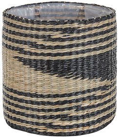 Conjunto de 3 vasos em fibra de algas cor natural e preto RATTAIL Beliani