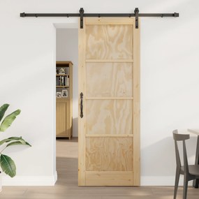 Porta Deslizante vidaXL com Conjunto de Ferragens 78x211 cm Madeira Sólida Pinus