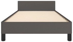 Estrutura de Cama Salu com Cabeceira em Couro Artificial Cinzento - 10