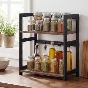 Prateleira de arrumação de 2 prateleiras para cozinha 18 x 42 x 43 cm Castanho-preto