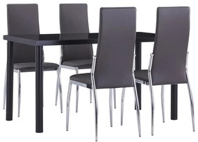 vidaXL 5 pcs conjunto de jantar couro artificial cinzento