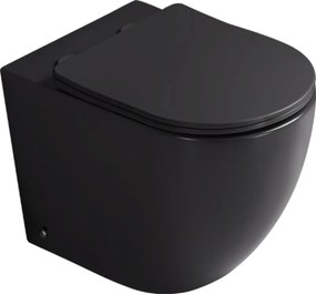 Mexen Lena bacia sanitária de chão Rimless Tornado com tampa de queda suave slim, duroplástico, preto mate - 3222T4085