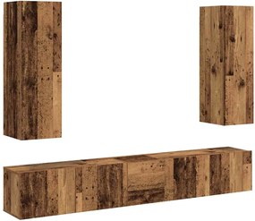 vidaXL armários de TV montados na parede 5 pcs madeira velha