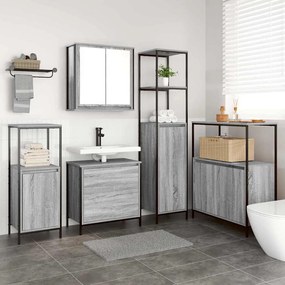Conjunto de Móveis para a Casa de Banho 5 Peças vidaXL Cinza Sonoma em